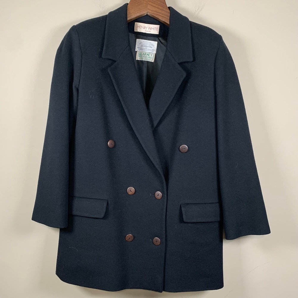 Vintage Henry White Dublin Wool/Cashmere Blend Double Breast Blazer Size 10